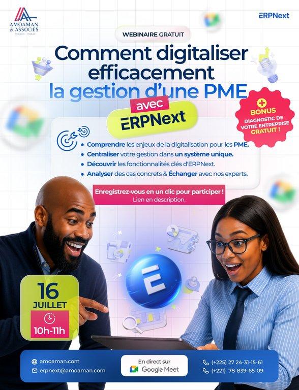 Webinaire gratuit : Comment digitaliser et automatiser la gestion d’une PME avec ERPNext